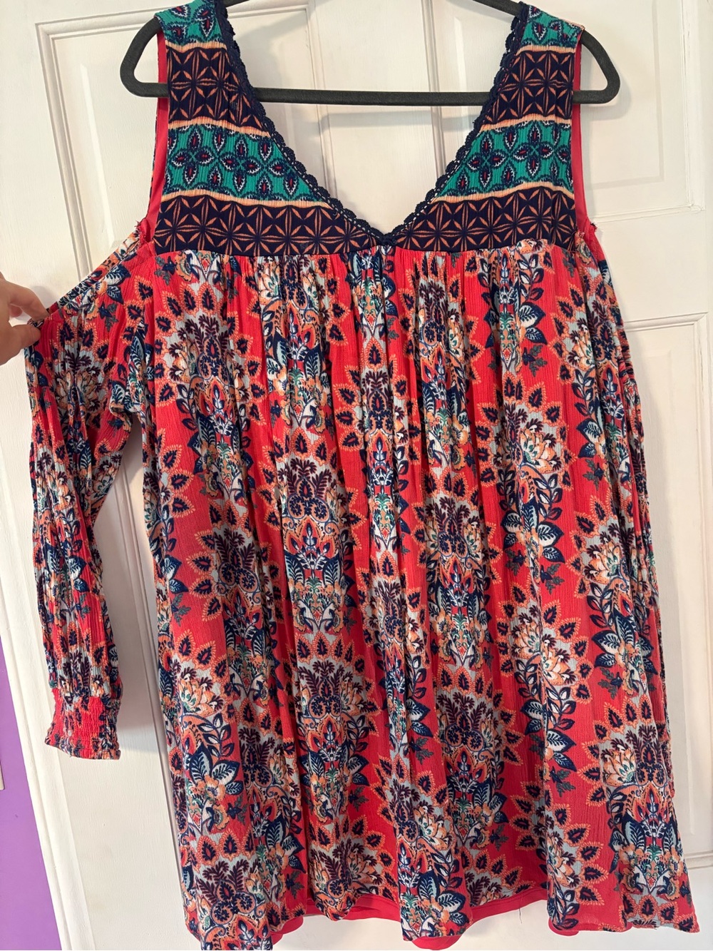Red Camel Cold-Shoulder V-Neck Blouse 3X